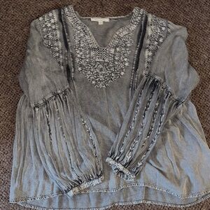 Solitaire Gray Embroidered Blouse